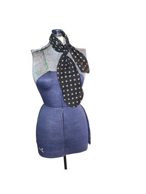 Women's Black Beige Polka Dot Scarf One Size